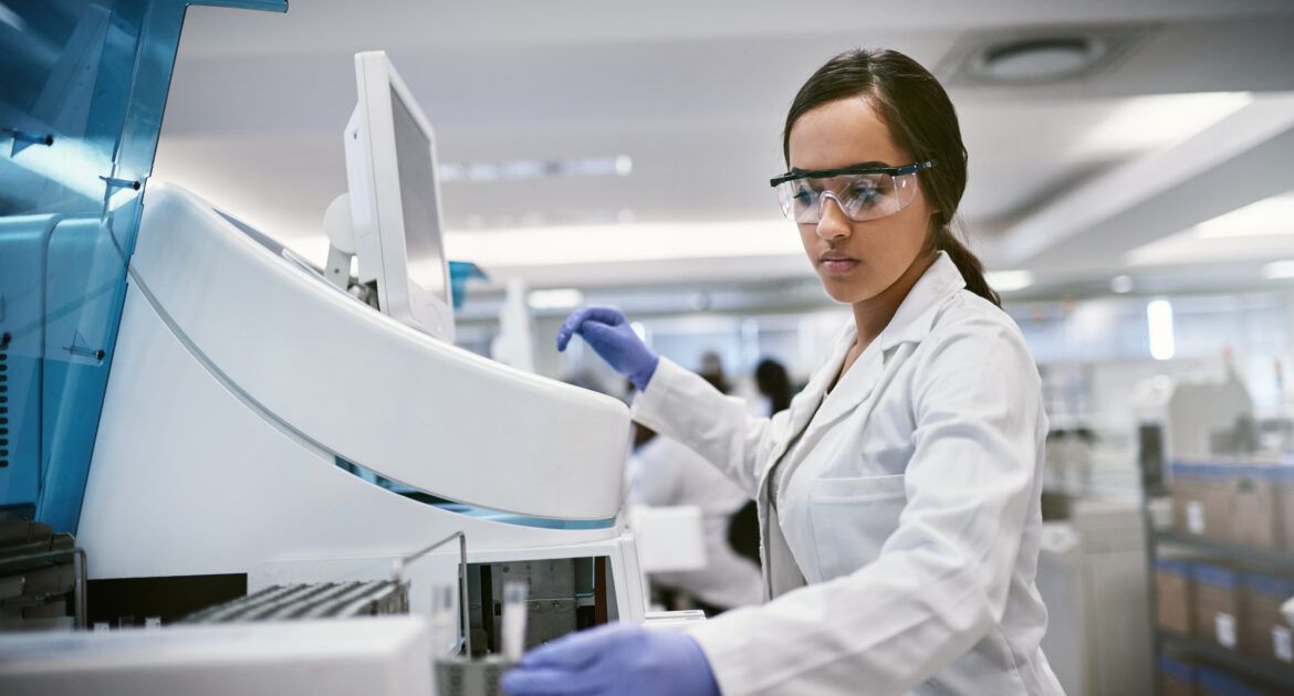 female scientist working in a lab